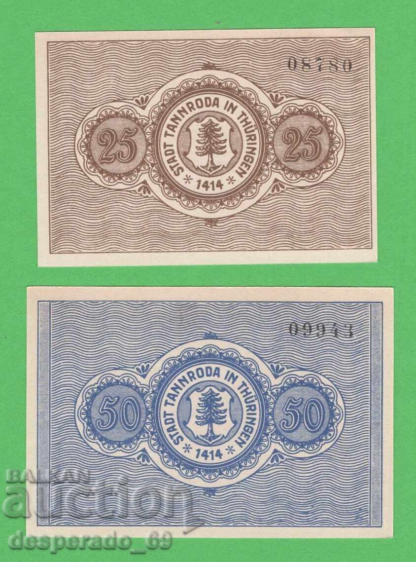 (¯`'•.¸NOTGELD (Tannroda) 1921 UNC -2 τεμ. τραπεζογραμμάτια¸.•'´¯) με τιμή € 3.00 | 5.87 BGN