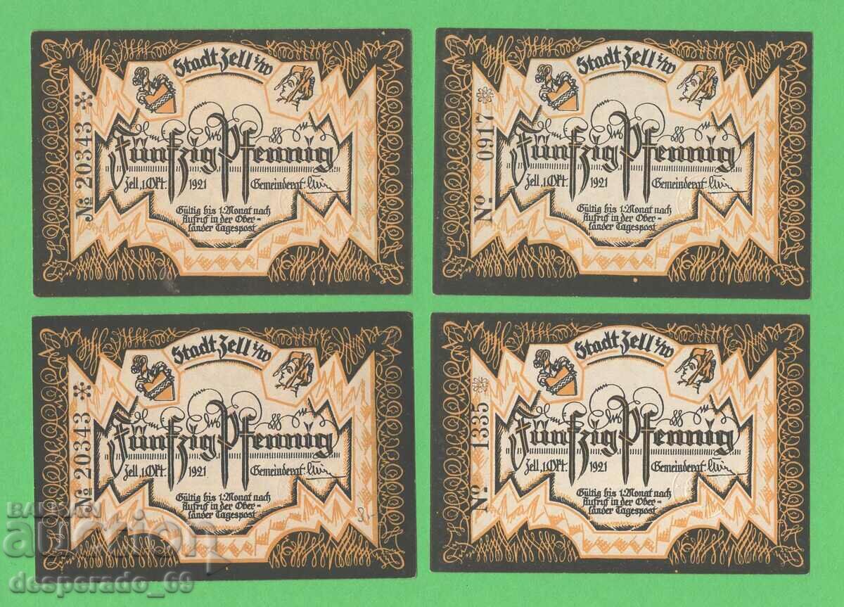 (¯`'•.¸NOTGELD (city Zell) 1921 UNC -4 pcs. banknotes¸.•'´¯) with price 12.00 BGN | € 6.14 (¯`'•.¸NOTGELD (city Zell) 1921 UNC -4 pcs. banknotes¸.•'´¯) with price 12.00 BGN | € 6.14