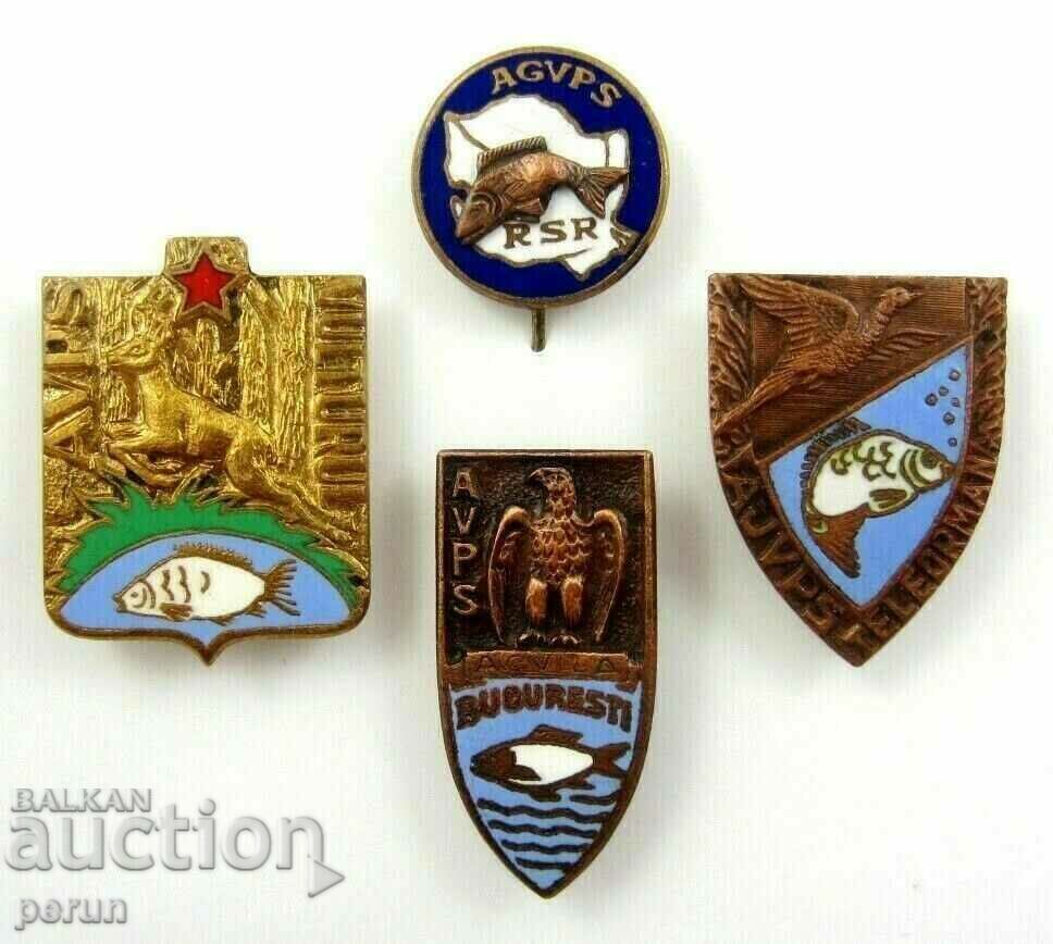 FISHERMEN'S UNION-HUNTING AND FISHING-ROMANIA-OLD BADGES