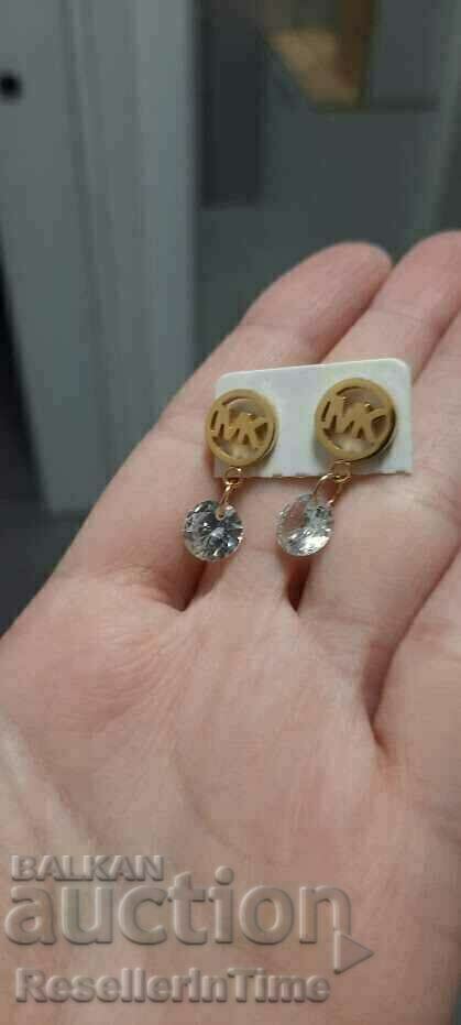 New steel earrings with crystals, with MK logo with price 10.00 BGN | € 5.11 New steel earrings with crystals, with MK logo with price 10.00 BGN | € 5.11