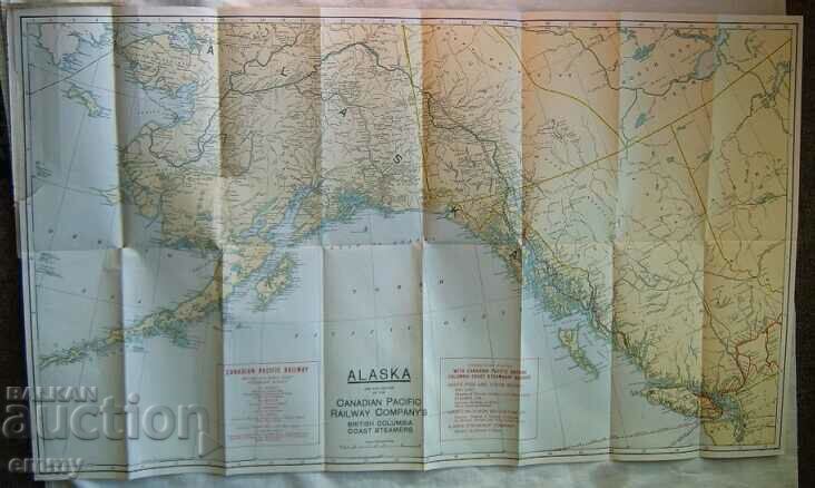 Χάρτης της Αλάσκας 1917 - Διαδρομές ατμοπλοϊκών και σιδηροδρομικών γραμμών Εταιρία