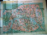 Παλιός χάρτης του Παρισιού - διαδρομές, μνημεία και απόψεις