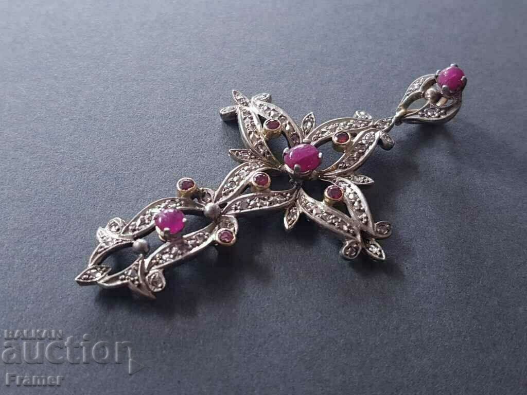 Star Cross silver and gold 21.6K diamonds and rubies with price 2300.00 BGN | € 1175.97 Star Cross silver and gold 21.6K diamonds and rubies with price 2300.00 BGN | € 1175.97