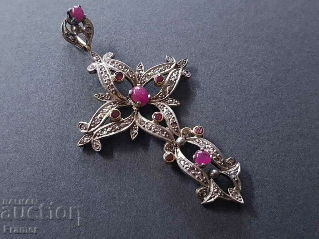 Star Cross silver and gold 21.6K diamonds and rubies Star Cross silver and gold 21.6K diamonds and rubies