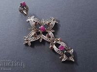 Star Cross silver and gold 21.6K diamonds and rubies