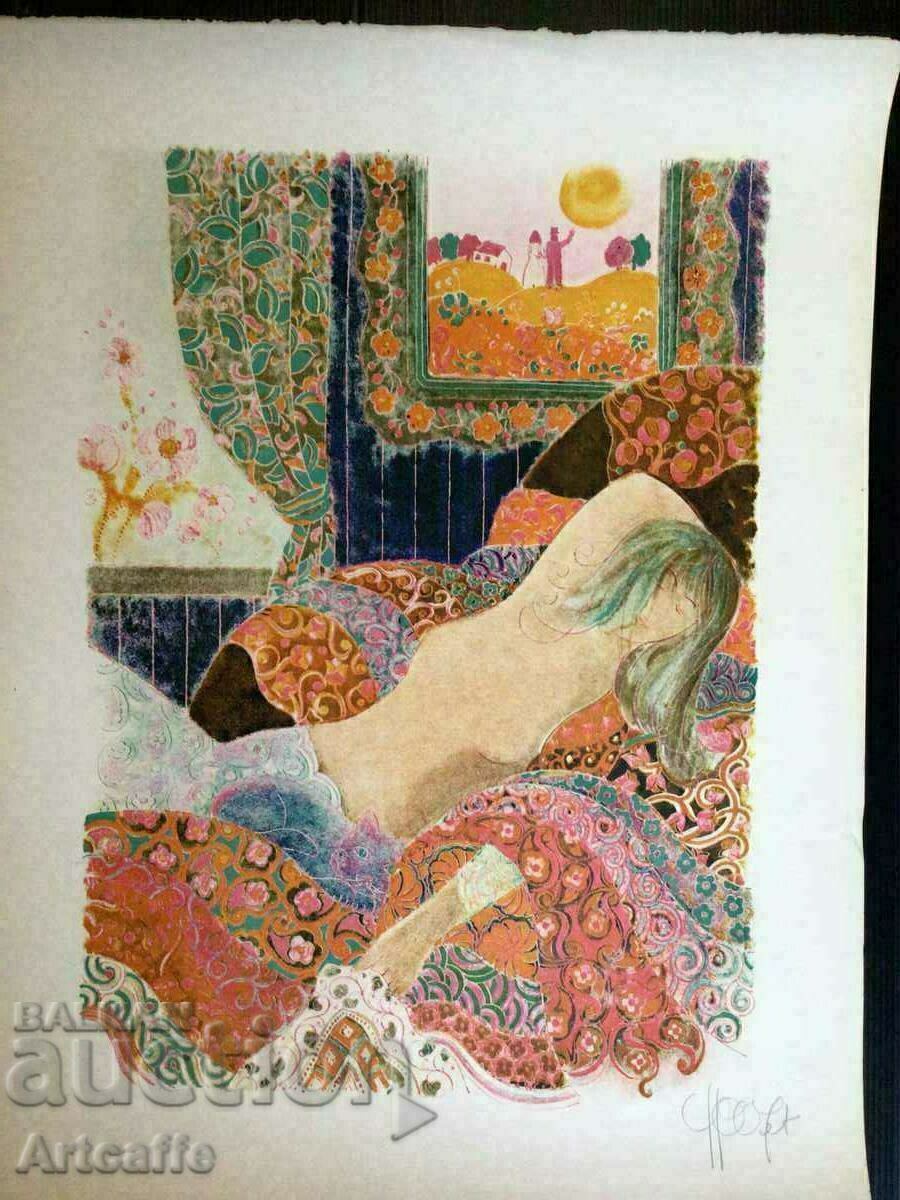 Auction  Color lithograph