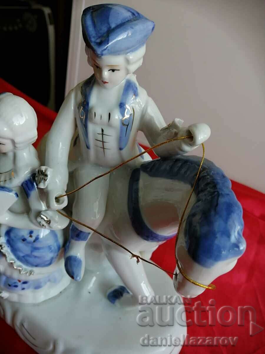 Auction Old French Porcelain Statuette, Couple with Horse Auction Old French Porcelain Statuette, Couple with Horse