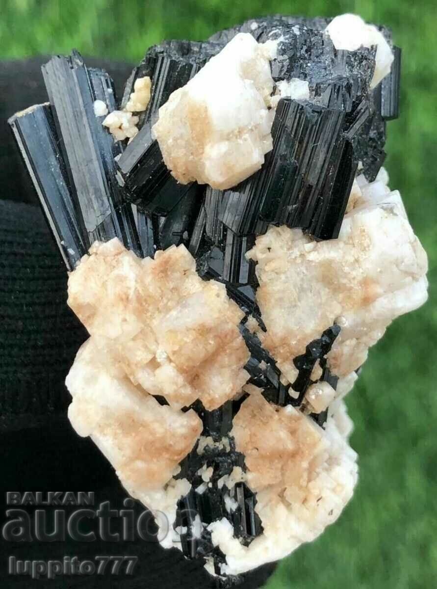 natural black tourmaline on matrix unique 50 grams