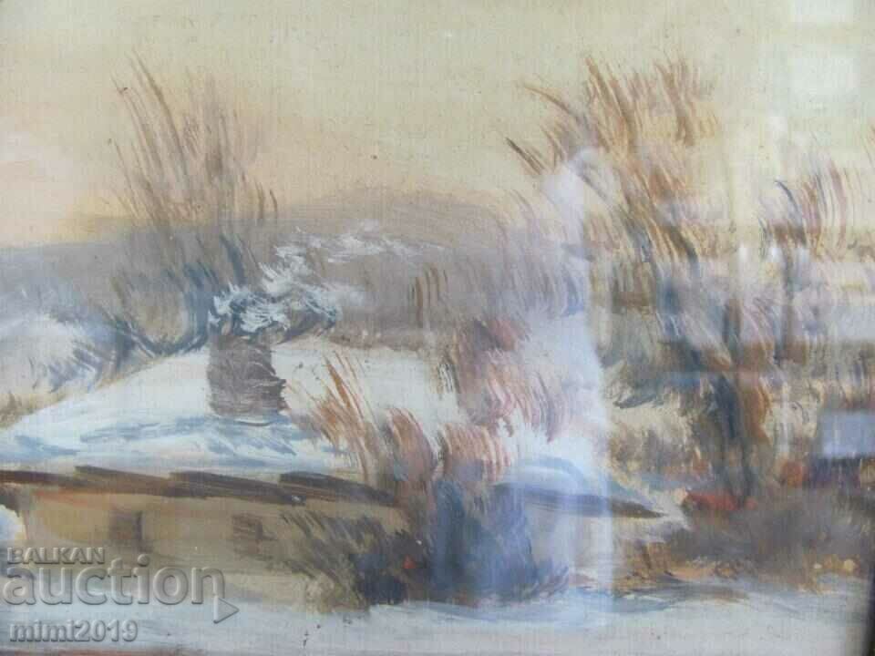 Auction Painting Acrylic, Cardboard, Signed Auction Painting Acrylic, Cardboard, Signed