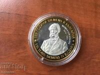 ANNIVERSARY PLAQUE - 135 YEARS OF SIEMENS - SILVER GOLD - 30 GRAMS