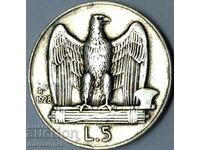 5 лири 1928 Италия сребро