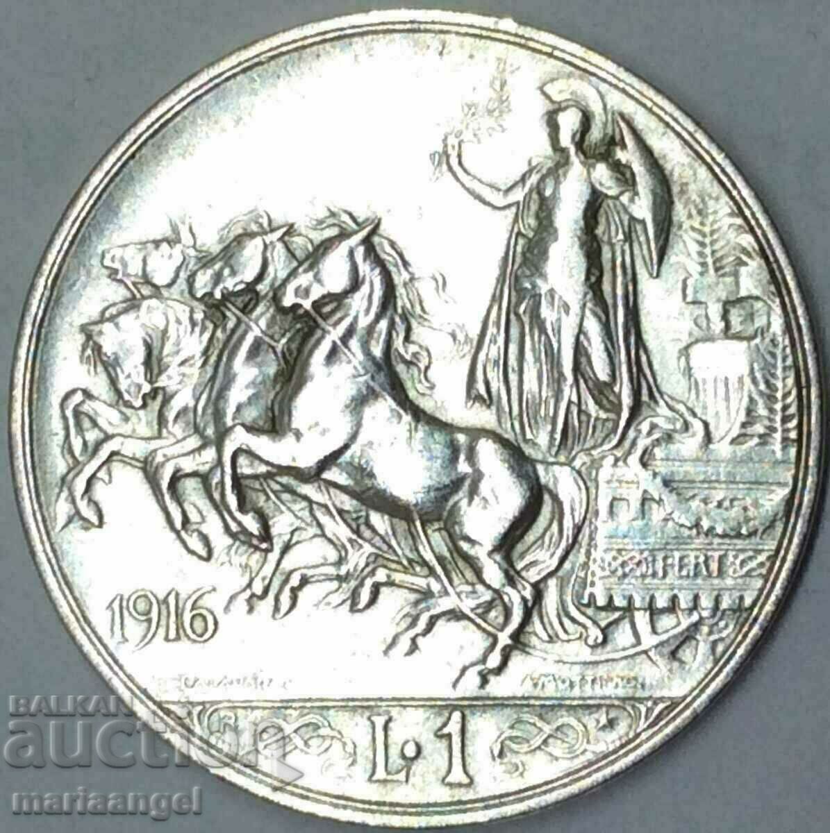 1 liră 1916 Italia Victor Emmanuel (1869-1947) Argint - Rar