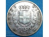 1 лира 1867 Италия М - Милан  Виктор Емануел сребро