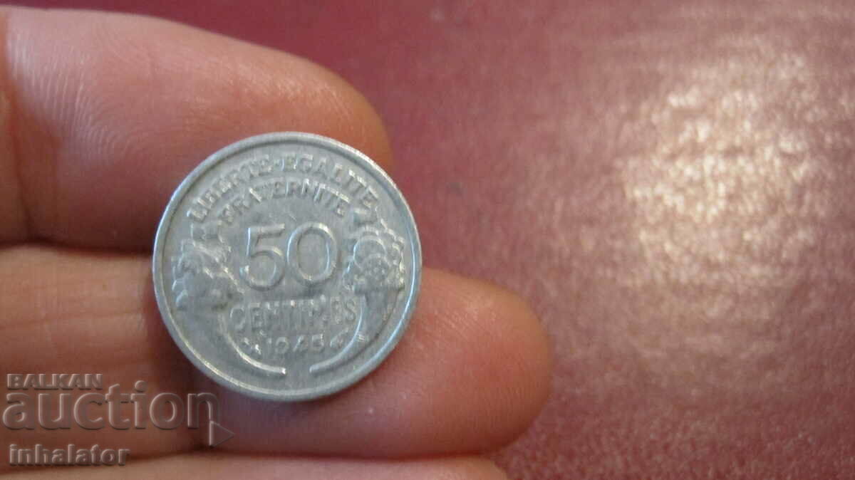 1945 year 50 centimes France - aluminum