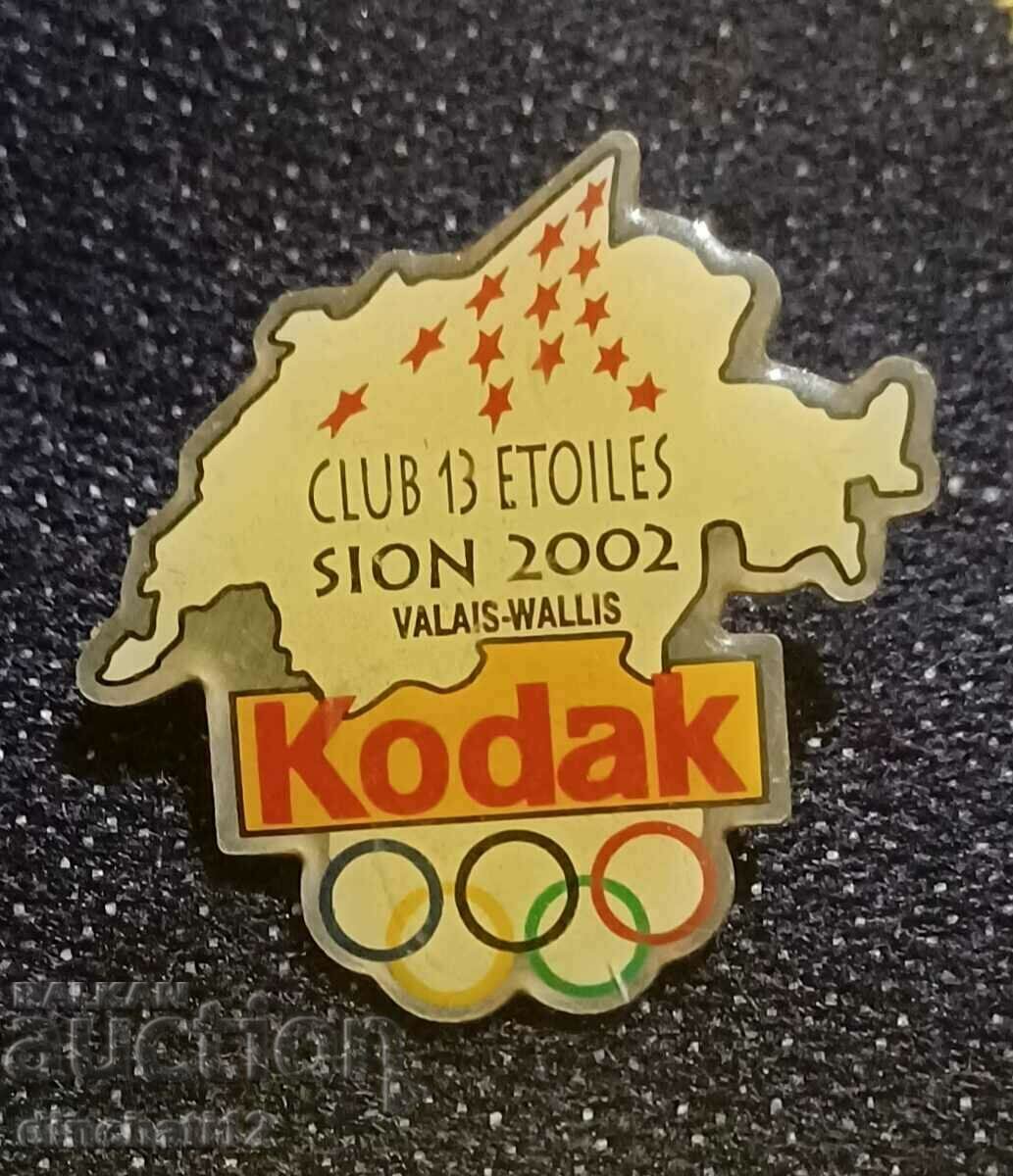 Switzerland Sion KODAK OLYMPIC PIN. Kodak cameras