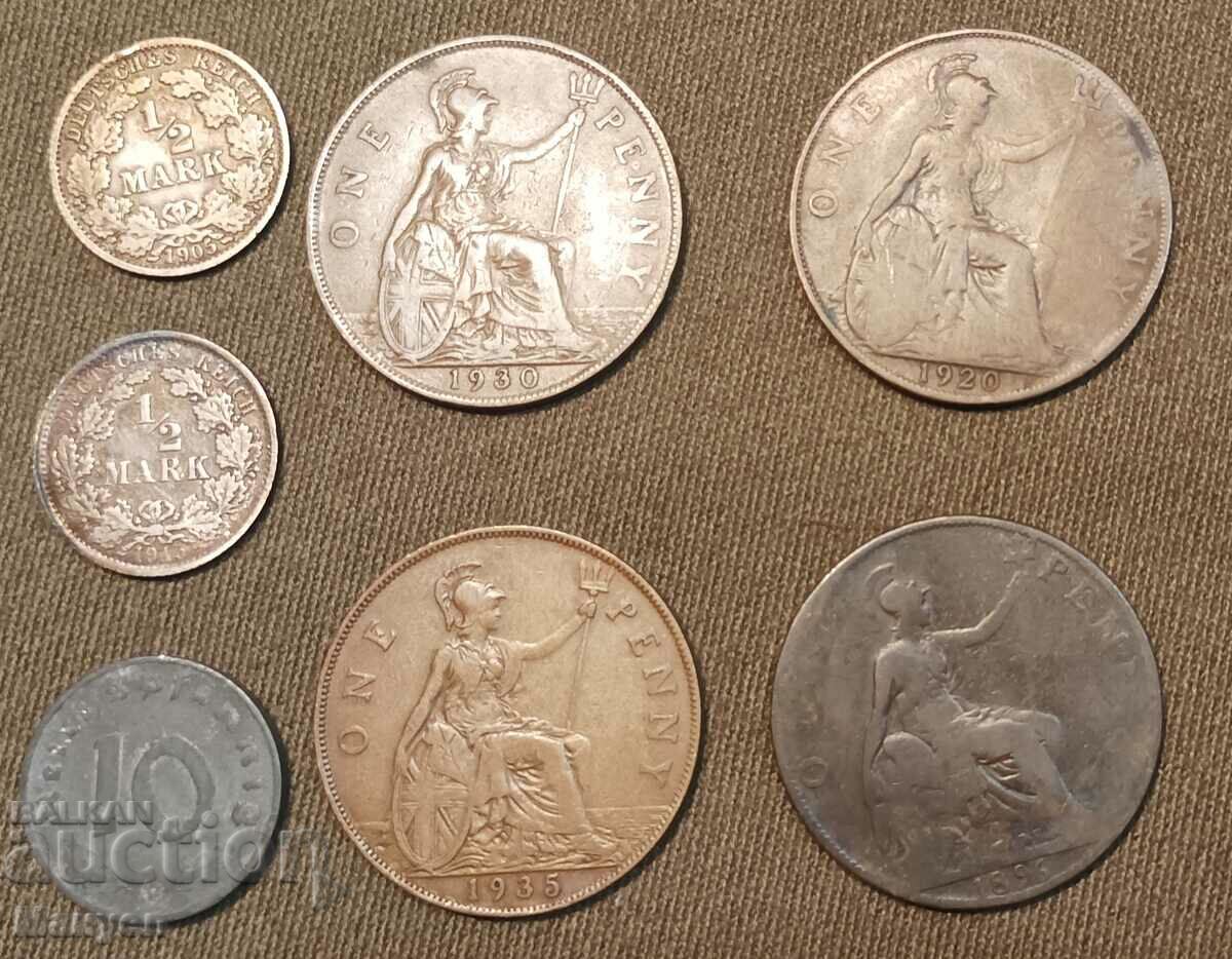 Set of old coins.