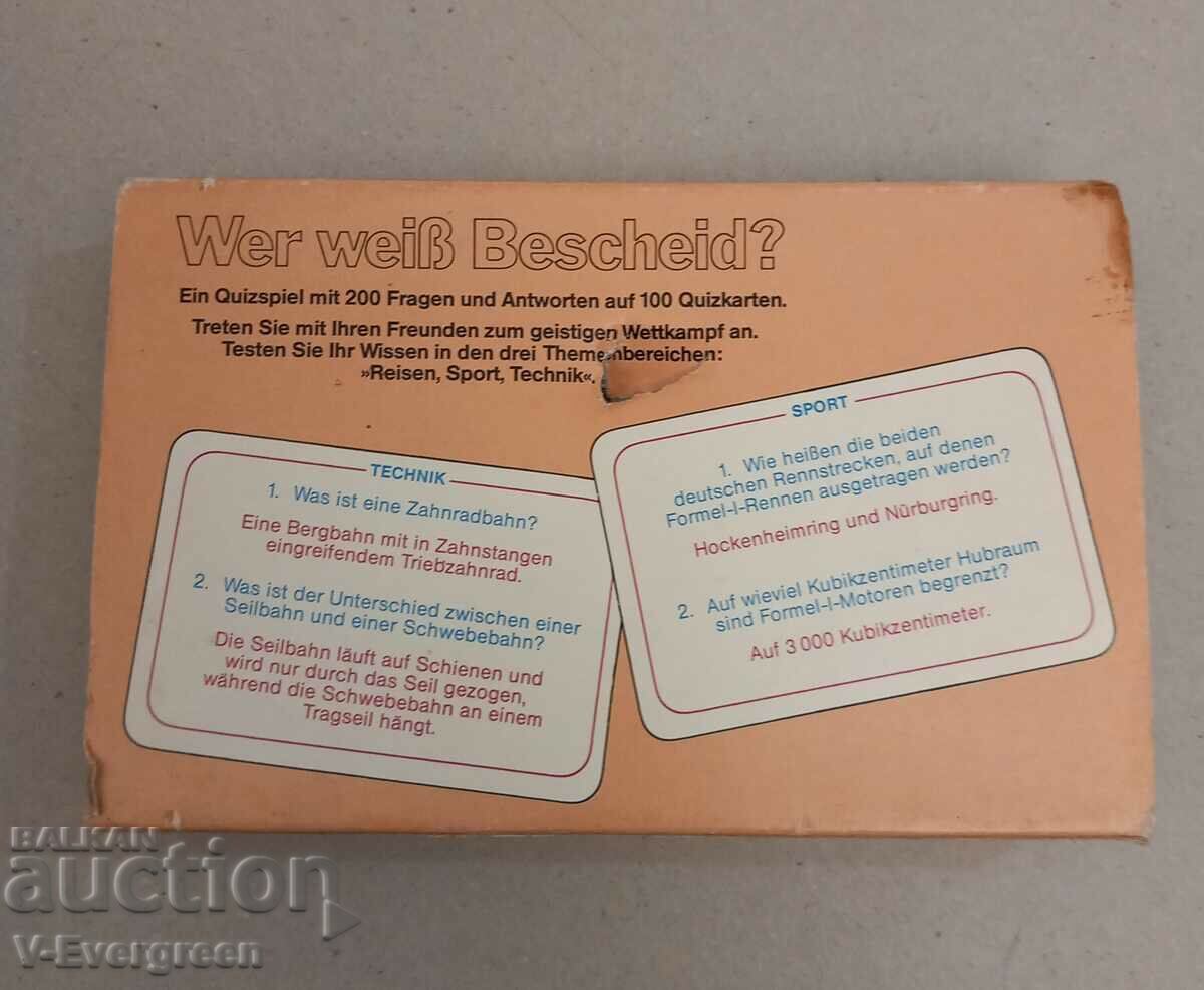 Licitație Cărți de joc germane, joc de masă Wer weiss Bescheid