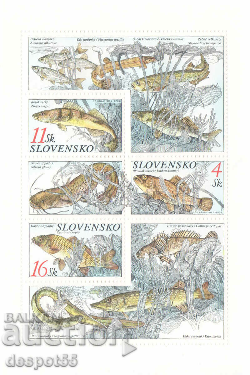 1998. Σλοβακία. Διατήρηση της φύσης - Ψάρια. ΟΙΚΟΔΟΜΙΚΟ ΤΕΤΡΑΓΩΝΟ.
