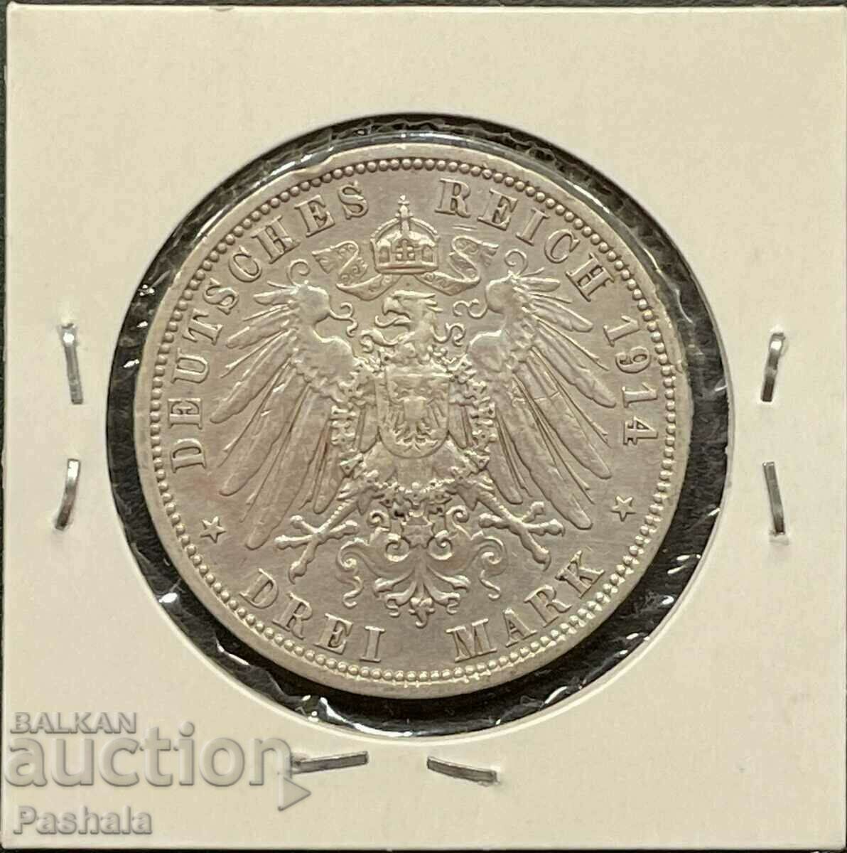 Germany 3 Marks 1914 Prussia. with price 65.00 BGN | € 33.23 Germany 3 Marks 1914 Prussia. with price 65.00 BGN | € 33.23