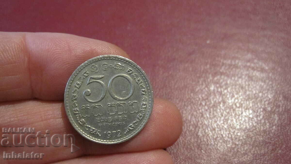 1972 50 cents Ceylon