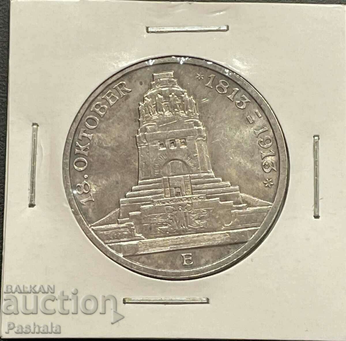 Германия 3 марки 1913 г. Саксония . Рядка.
