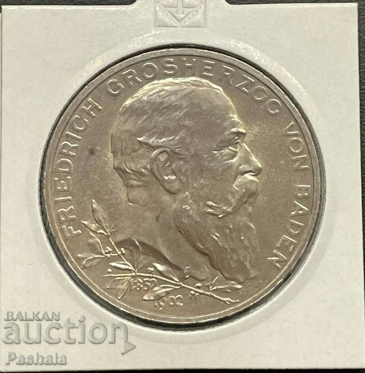 Германия 5 марки 1902 г. Баден . Рядка.