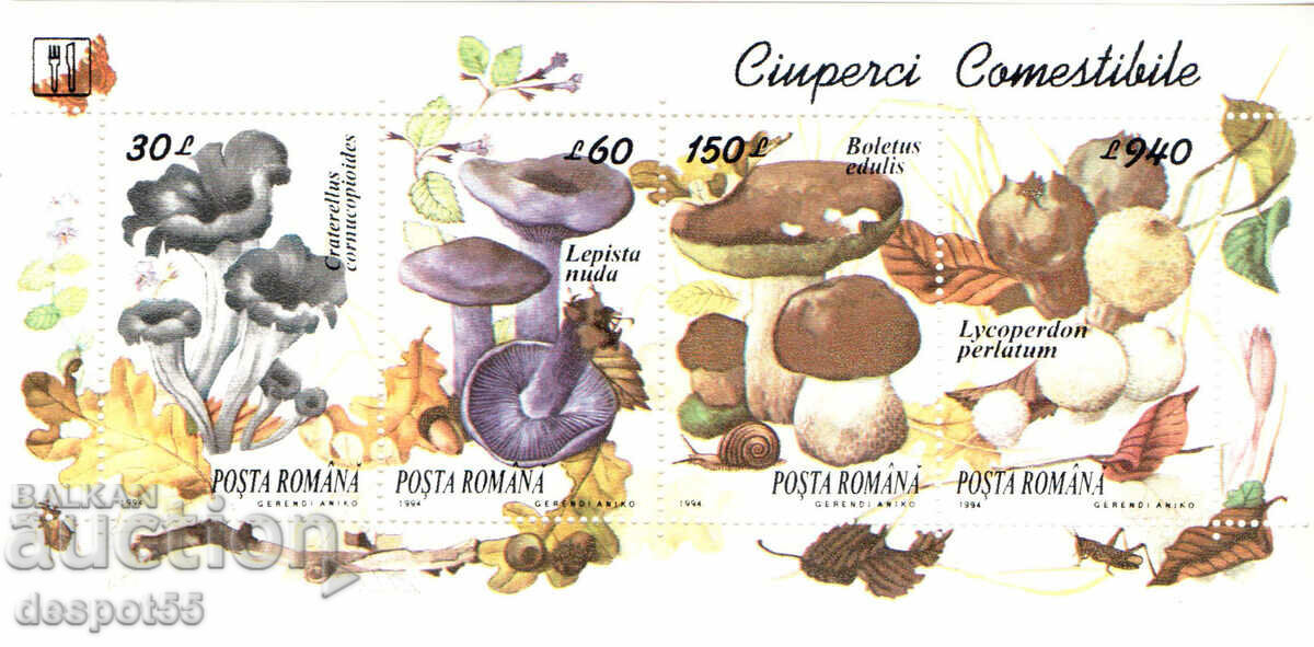 1994. Romania. Edible mushrooms. Block.