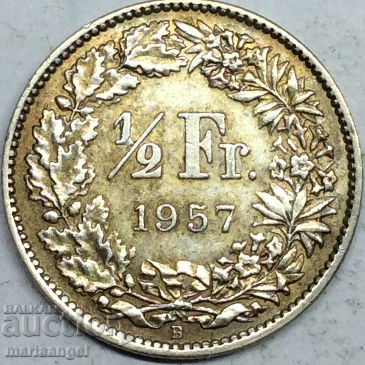 1/2 Franc 1959 Elveția Helvetia Argint