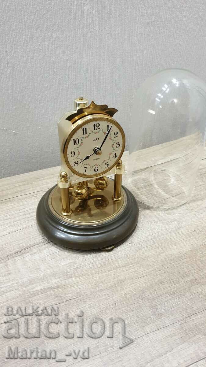 German table clock with glass dome - 7