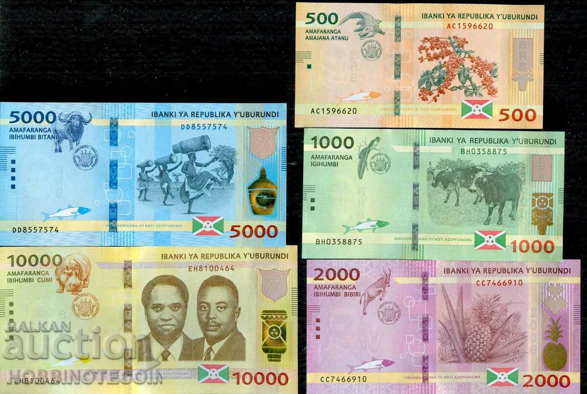 BURUNDI BURUNDI SET 500 1000 2000 5000 10000 issue NEW UNC with price 78.21 BGN | € 39.99 BURUNDI BURUNDI SET 500 1000 2000 5000 10000 issue NEW UNC with price 78.21 BGN | € 39.99