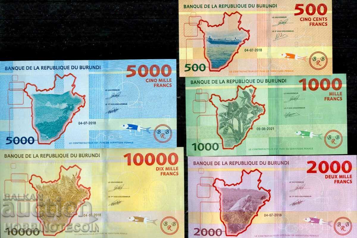 BURUNDI BURUNDI SET 500 1000 2000 5000 10000 issue NEW UNC BURUNDI BURUNDI SET 500 1000 2000 5000 10000 issue NEW UNC