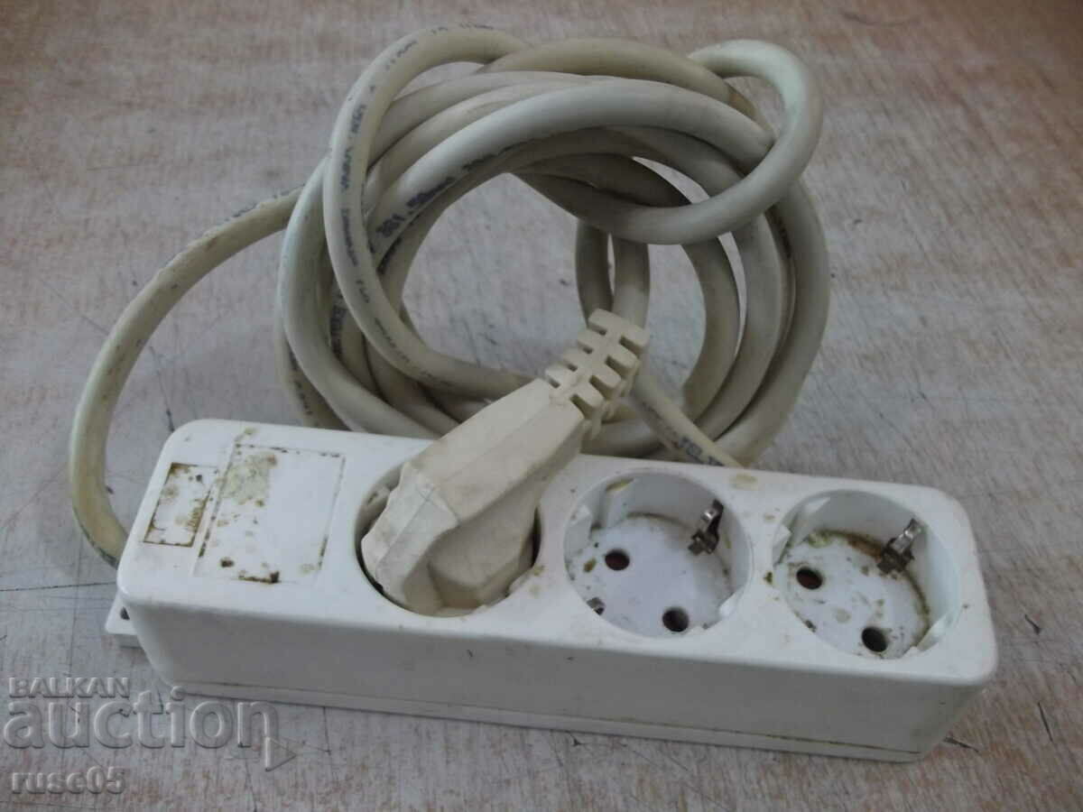 Extension cord with a three-socket splitter - 3 m. - 132 with price 5.00 BGN | € 2.56 Extension cord with a three-socket splitter - 3 m. - 132 with price 5.00 BGN | € 2.56
