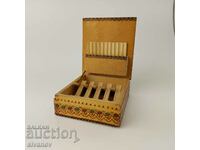 Стара дървена кутия за 20 цигари табакера #5430