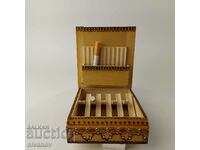 Стара дървена кутия за 20 цигари табакера #5571