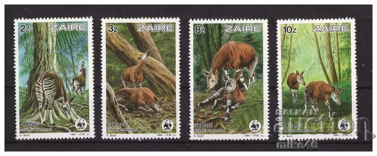 ZAIR 1984 Animale protejate Seria Pure WWF