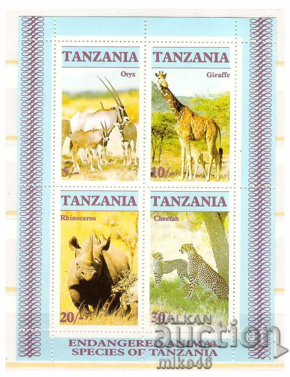 ΤΑΝΖΑΝΙΑ 1986 αφρικανικά ζώα καθαρό μπλοκ