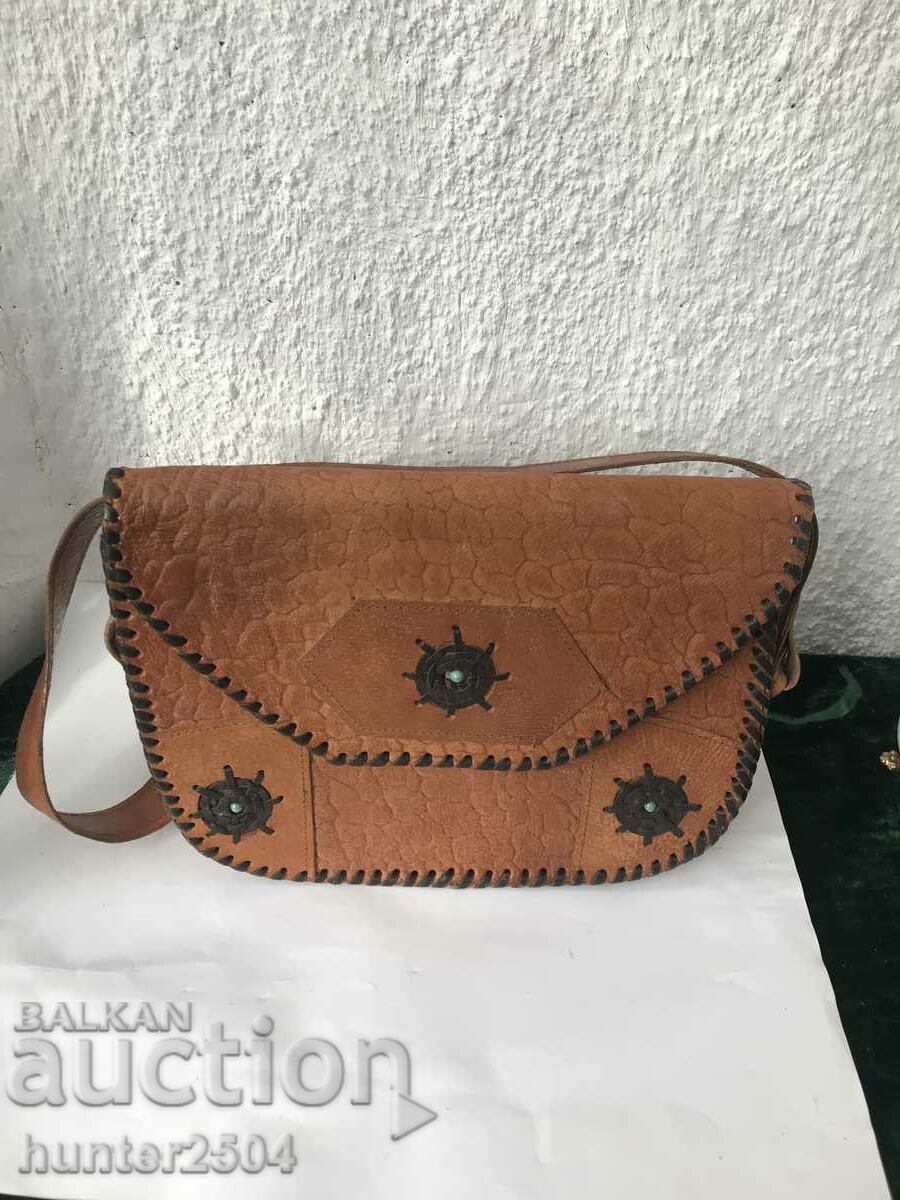 Handbag-leather, retro, 22/28/9 cm