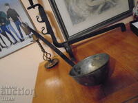 old, huge copper ladle,.tinned