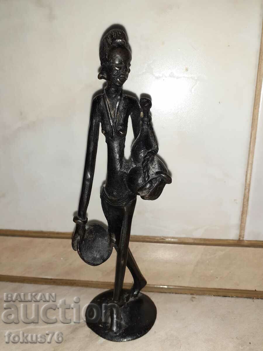 Unique old African bronze statuette figure plastic