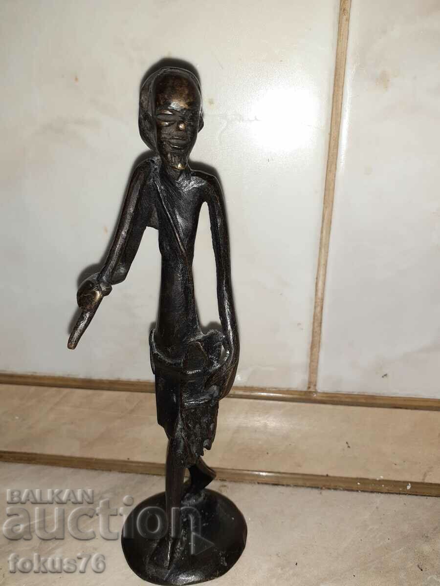 Уникална стара африканска бронзова статуетка фигура пластика