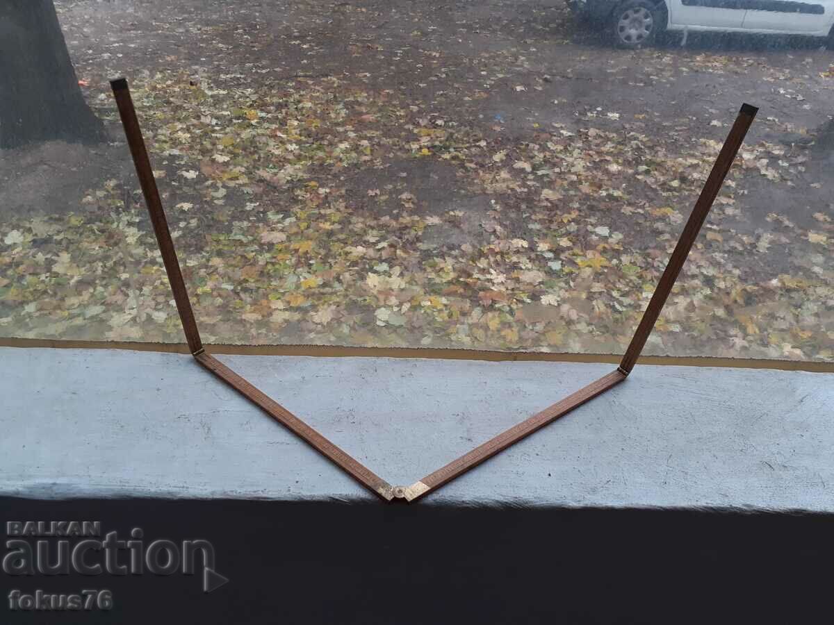 Стар антикварен дървен метър с бронзови панти - 5 Стар антикварен дървен метър с бронзови панти - 5