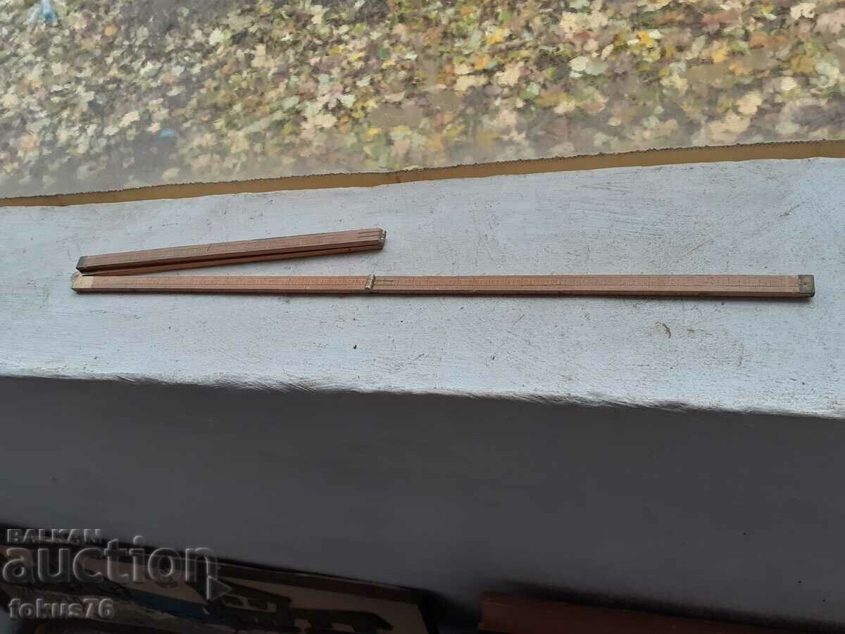 Стар антикварен дървен метър с бронзови панти - 7 Стар антикварен дървен метър с бронзови панти - 7