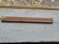 Bandă de măsură veche din lemn cu balamale din bronz
