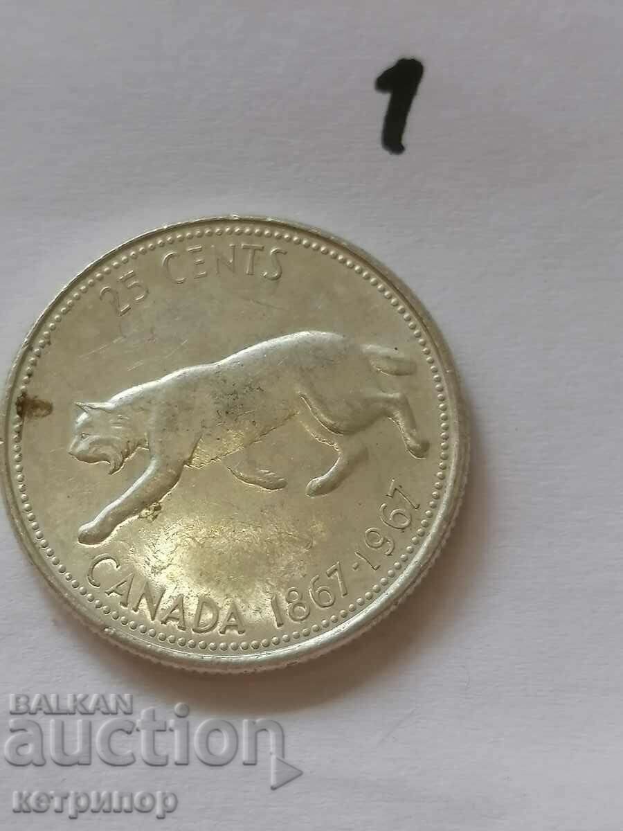 Canada 25 cents 1967 silver Canada 25 cents 1967 silver