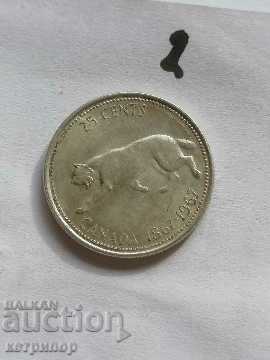 Canada 25 cents 1967 silver