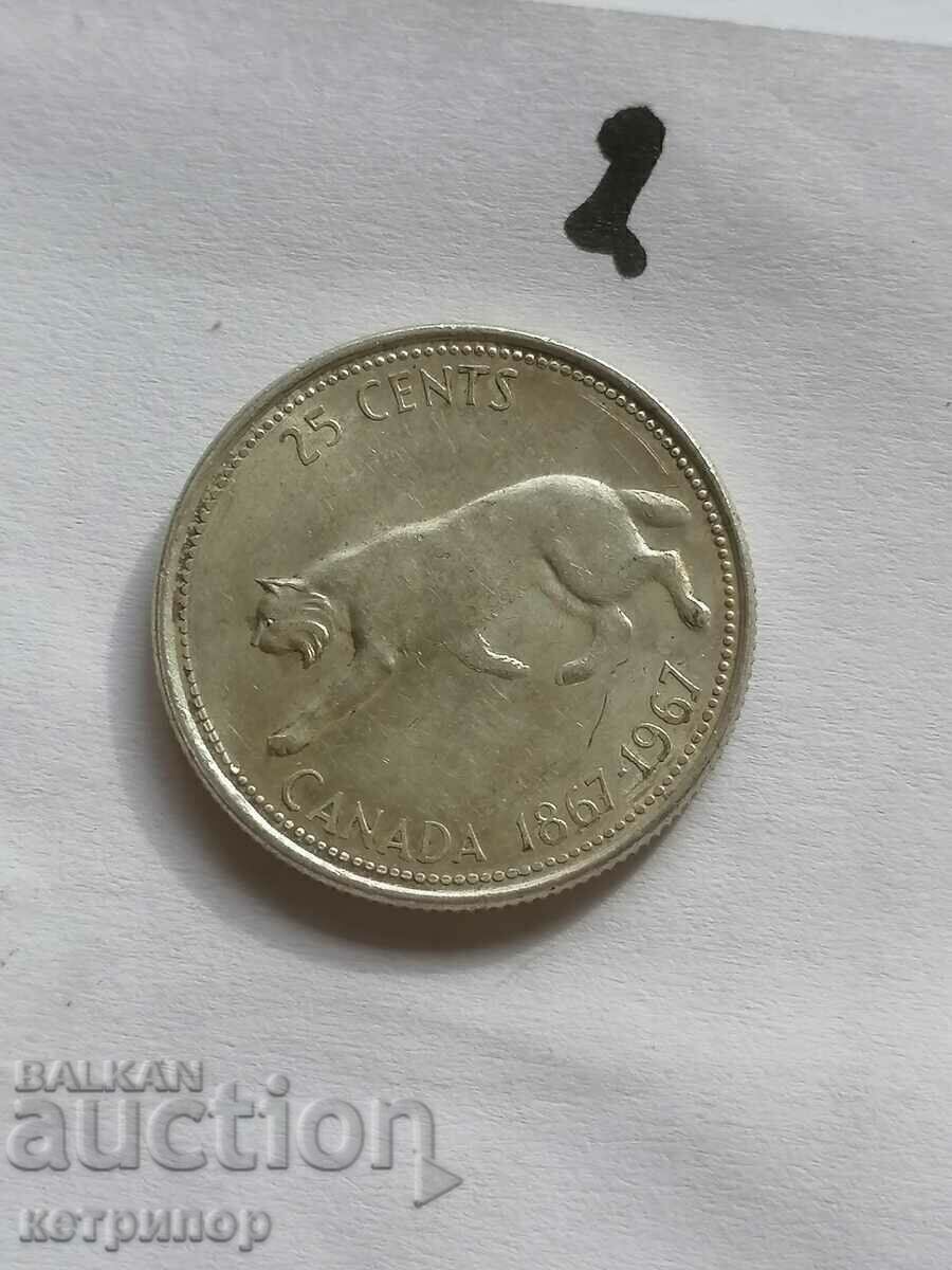 Canada 25 cents 1967 silver Canada 25 cents 1967 silver