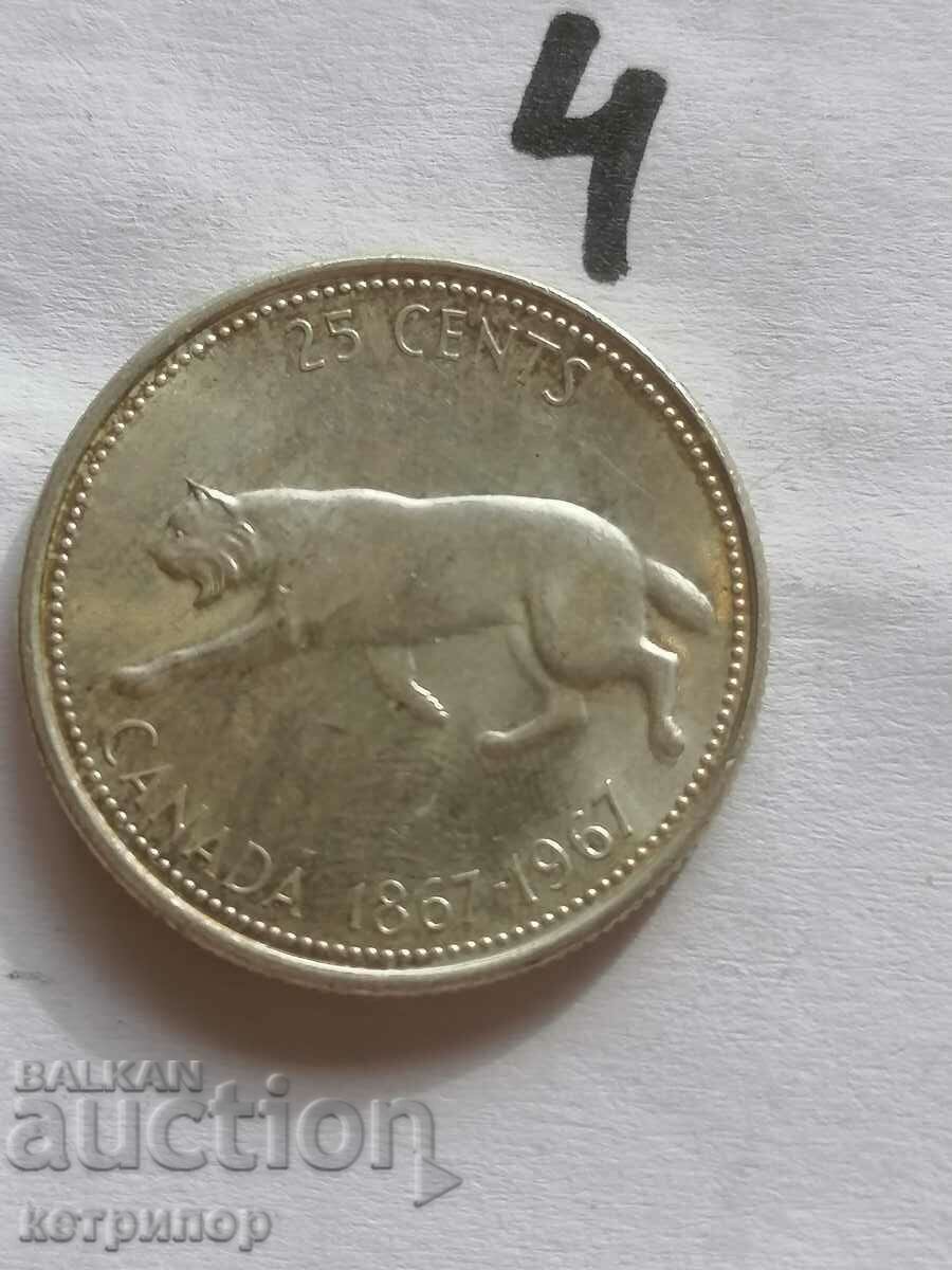 Canada 25 de cenți 1967 argint
