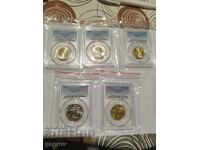 Лот 5-бр. грейднати монети