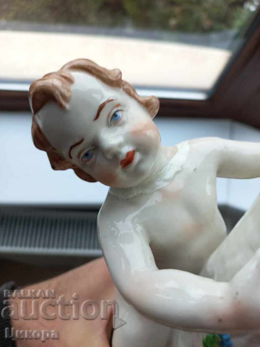 OLD PORCELAIN CANDLESTICK FIGURE STATUETTE - 5 OLD PORCELAIN CANDLESTICK FIGURE STATUETTE - 5