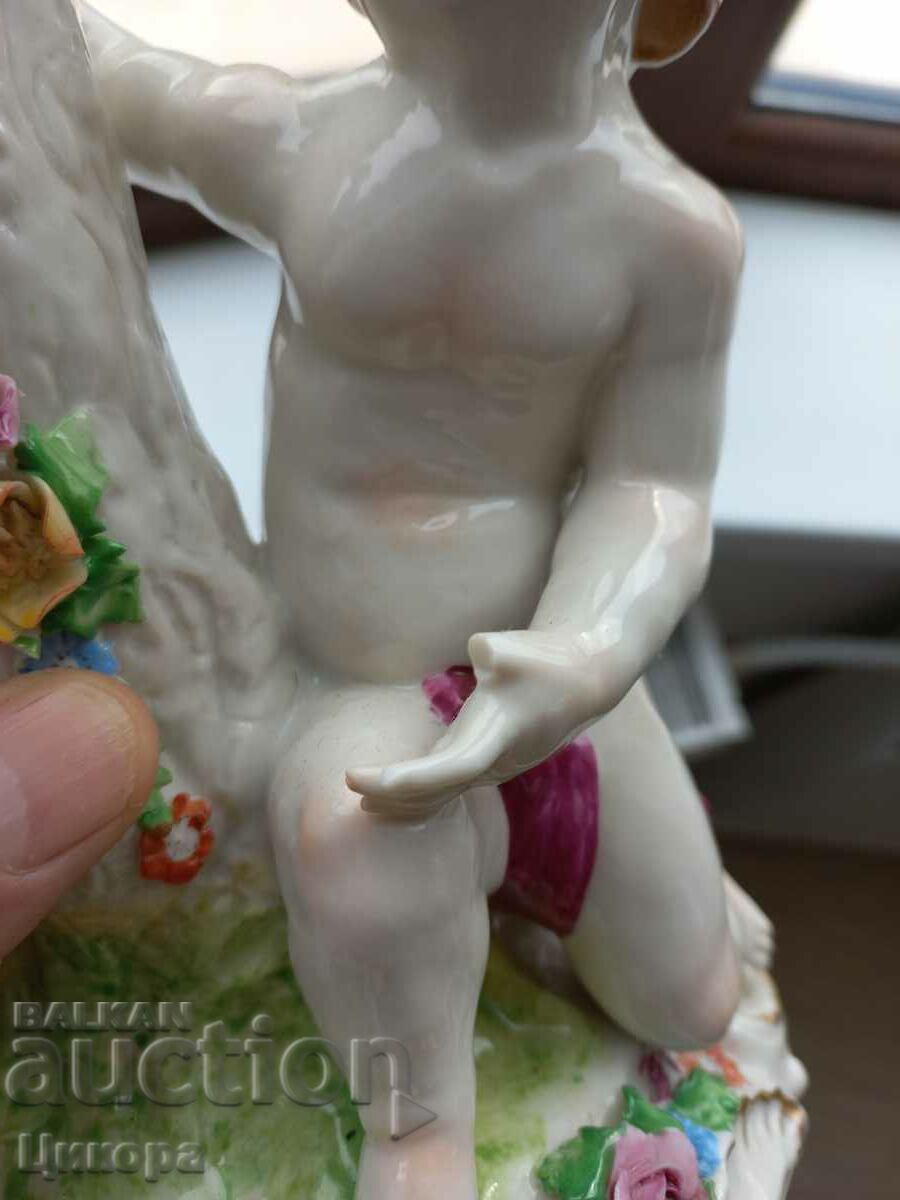 OLD PORCELAIN CANDLESTICK FIGURE STATUETTE - 6 OLD PORCELAIN CANDLESTICK FIGURE STATUETTE - 6